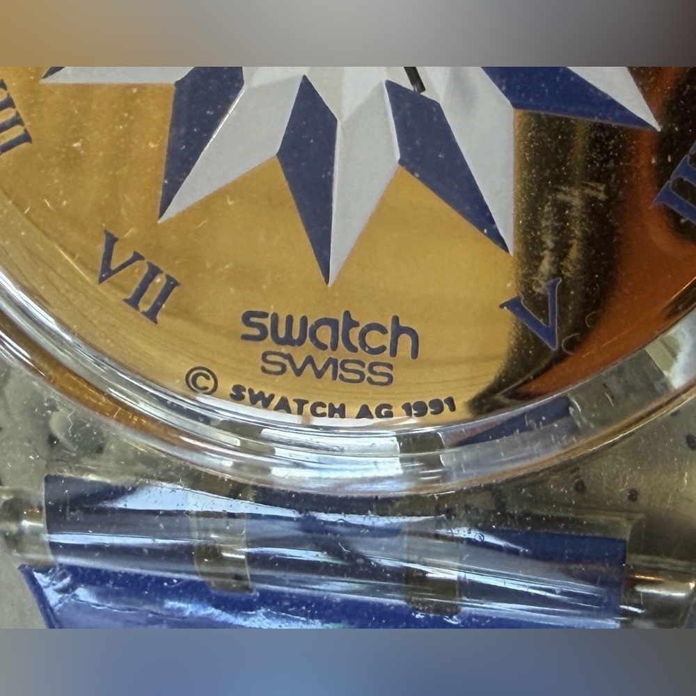 1991 Swatch Swiss Made GK140-Blue Anchorage New Old Stock Original Case - Picture 3 of 9